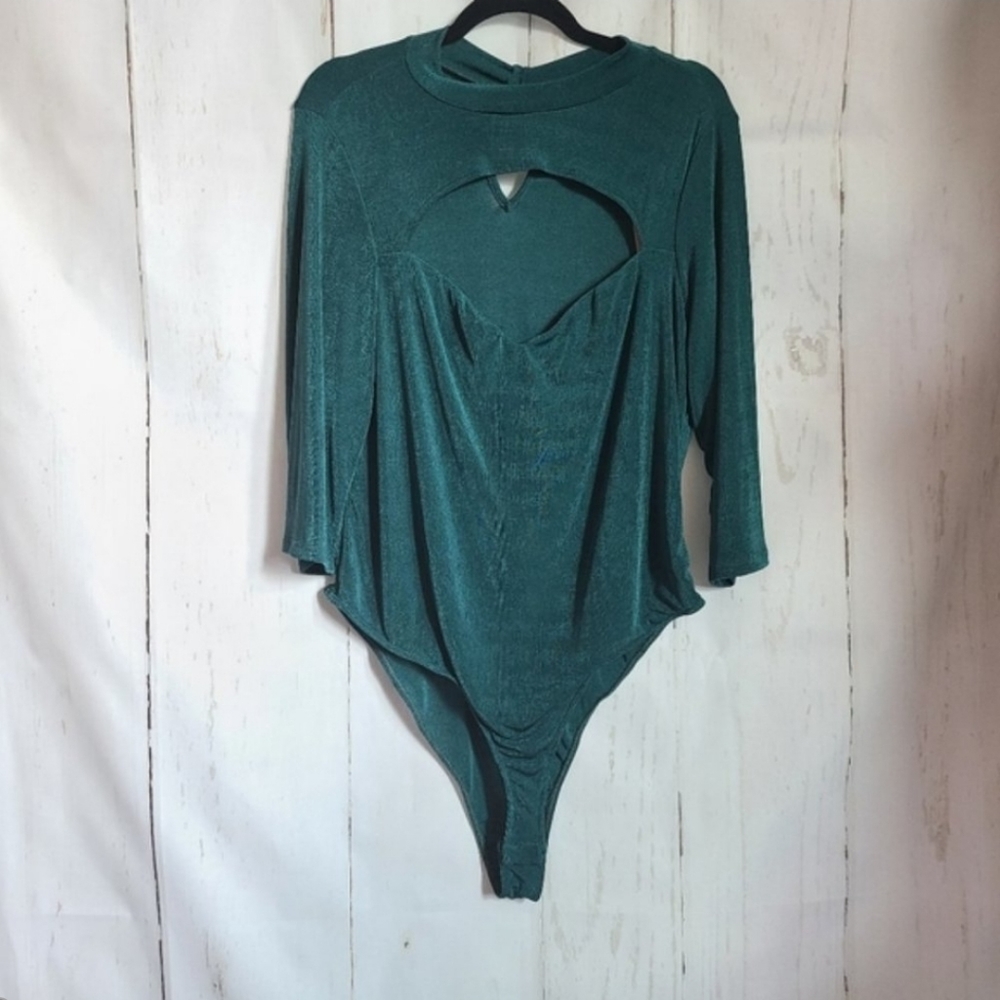 Lilian Evergreen Sexy Bodysuit New Plus Size 3X One Piece Longsleeve Cute